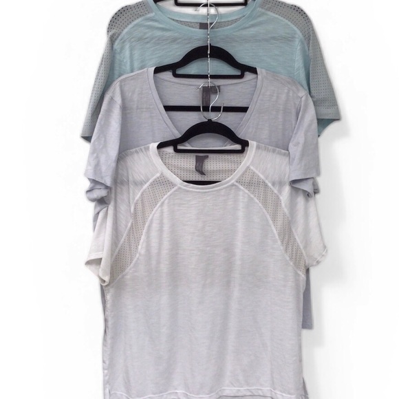 Sweaty Betty Tops - 3 Sweaty Betty Short Sleeve Tops - Blue, Gray, White